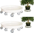 SIAMO 16" Heavy Duty Plant Caddy (430lbs Capacity)-Lockable Non-Scratch Swivel Casters Rolling Plant Stand Saucer for Hardwood Floor & Patio Indoor & Outdoor Use,2-Pack,White by SIAMO