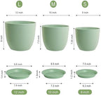 WSMKSZ Large Plant Pots 12/10/9 inch, Set of 3 Modern Decorative Plastic Planters with Drainage Holes and Saucers, Flower Pots for Indoor Outdoor Plants, Green - Image 3