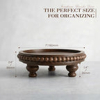 EOSAHR Acacia Wood Riser with Beads, Pedestal Stand for Tabletop, DarkBrown - Image 2