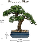 Artificial Bonsai Tree Juniper Faux Plants Indoor Fake Plants Decor with Blue Square Ceramic Pots for Home Table Office Desk Bathroom Shelf Bedroom Living Room Farmhouse Decorations - Image 6