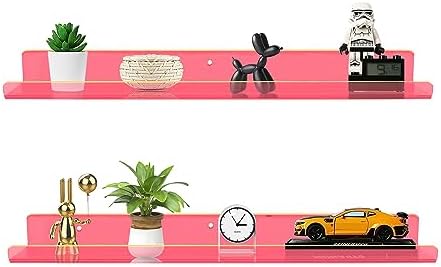 ROYALITA 2-Pack Acrylic Shelves Wall Mounted, 24 Inch Floating Shelves - Image 5