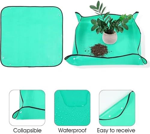 Waterproof Foldable Planting Mat Garden Potting Pad for Plant Flower Pot Transplanting Plants for Indoor Plant Repotting(Green 100cmx100cm) - Image 3