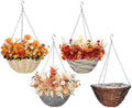 4 Pcs Round Hand Woven Rattan Hanging Planter Basket Set,8 in by JOYWU
