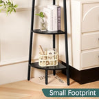 Yoobure 4-Tier Corner Shelf Stand- 54" Tall Corner Bookshelf with Metal Frame, Industrial Ladder Corner Shelves Display Shelf for Bedroom Living Room, Corner Bookcase Corner Plant Stand for Balcony - Image 3