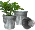 11 Inch Galvanized Planters, 3 Pack Metal Plant Pots with Drainage Hole by vensovo