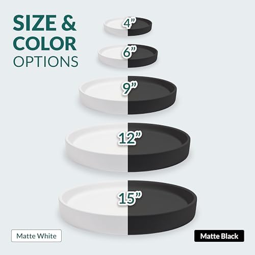 Willowy Heavy Duty Ceramic with Silicone Feet for Added Surface Protection - Scratch-Resistant Plant Drip Trays (Pack of 2) - Plant Plate for Pots 8.3" at the Base or Less, Saucer for Potted Plants - Image 6