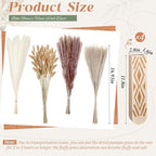 Suncalla 4 Pack Wooden Wall Planter with 110 Pampas Grass Modern Boho Wall Decor for Living Room Bedroom Bathroom Entryway, Farmhouse Rustic Art Vase for Dried Flower Faux Plant Home Office Decor - Image 3
