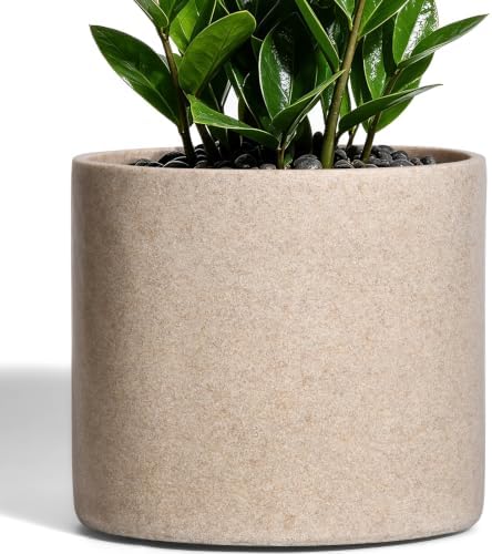 8 Inch Resin Plant Pots with Drainage Hole Round Decorative Flower Planter by Unknown