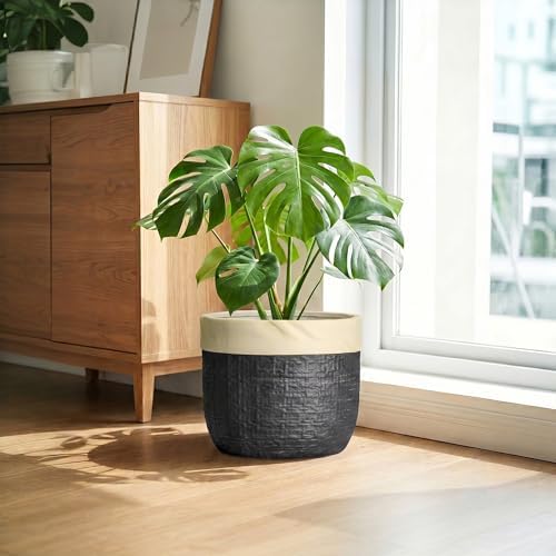 9.8 Inch Planter, Ceramic Pots for Plants, Round Flower Pots, Black - Image 7