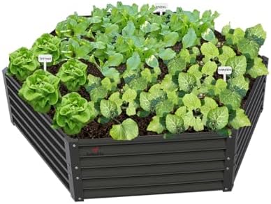 Anleolife 70x60x18in Hexagon Galvanized Raised Garden Bed, Quartz Grey by AAnleolife