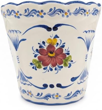 Faireal Hand Painted Portuguese Pottery Alcobaça Ceramic Wall Planter Flower Pot Made in Portugal, 6.5'' x 2.5'' x 6'' inches, (AVID-574) by Unknown