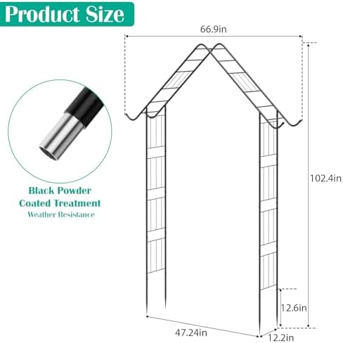 Garden Arch Arbor Trellis for Climbing Plants 8.5Ft Metal Arch Trellis - Image 2