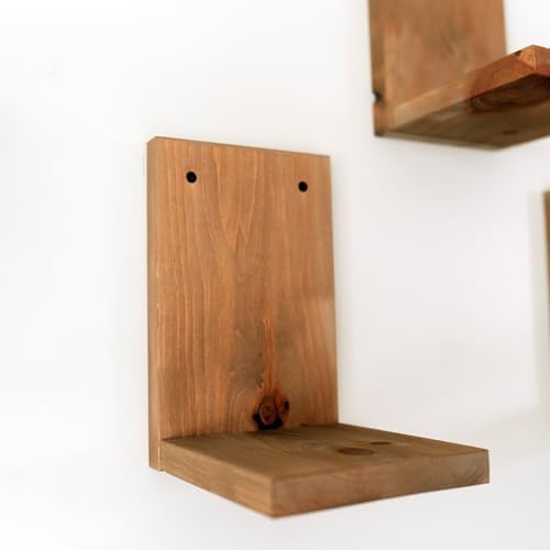 Daniel's Plants 3-Pack Mid-Century Modern L-Shaped Floating Shelves | Solid Wood Plant Ledge | Wall Mounted Shelf Kit (Prairie Sand) - Image 3