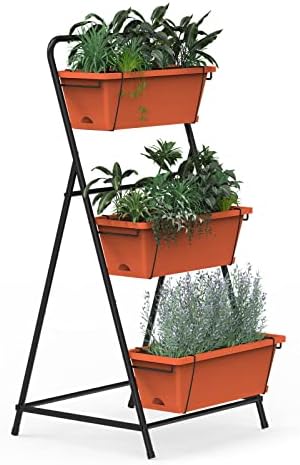 Vertical Raised Garden Bed 3 Tier Elevated Garden Planters Standing Planter Box Outdoor and Indoor for Plants Herbs Flowers Vegetables Brick Red by BTY