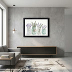 Framed Canvas Wall Art Watercolor Mason Jar Herb Bouquet Seafoam Lavender Rosemary Greenery Canvas Print Poster Black Frame Wall Decor for Kitchen Dining Room Farmhouse Decor, Rustic Gift - Inch 16x20 - Image 4
