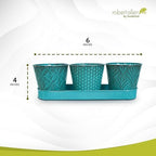 Headwind IroneStone Valencia Sets Collection - 4" Surf Blue Decorative Planter Plant Pots - Small Flower Pots w/Drainage Hole & Saucer for Snake Plant, Succulent, Herb Planters by Robert Allen - Image 2