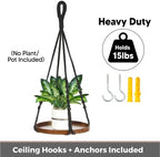 2 Pack Macrame Plant Hanger, Hanging Plant Shelf (12" + 10") - Image 5