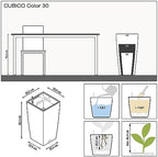 Lechuza 13130 Cubico Color 30 Self-Watering Planter for Indoor and Outdoor Use, 12" x 12" x 22", White Matte - Image 4