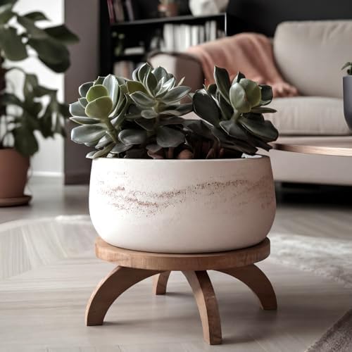 Novabright 2 Pcs Short Plant Stand Small Wood Plant Stool, Rustic Color - Image 6
