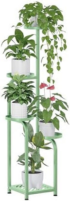 TOSKING Tall 5-Tier Square Plant Stand Indoor Outdoor, Anti-Tip, Sage Green by TOSKINGESSENCE