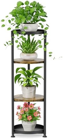 iDavosic.ly 4 Tier Corner Metal Plant Stand Indoor, 45 In Tall, Black Brown by iDavosicly