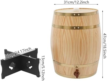 Wine Barrel, 7.93 Gal Wooden Whiskey Barrel with Stand & Spigot – Premium Pine Wood Liquor Dispenser for Home Brewing, Aging, Decor, Bourbon Barrel Style (Wood Color, 30L) - Image 5