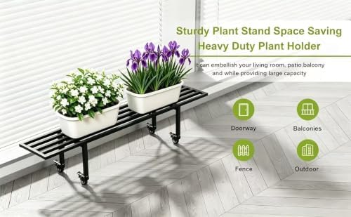 Zhongma One Tier Metal Plant Stand with Wheels L45.67 easy assembly - Image 4