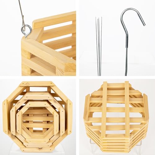 6", 8" & 10" Wooden Orchid Baskets with Hangers for Ferns & Vandas, 3 Pack - Image 3