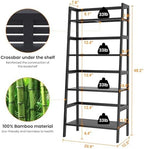Homykic Black Ladder Shelf, 4-Tier Bamboo Bookshelf & Bookcase Organizer - Image 3