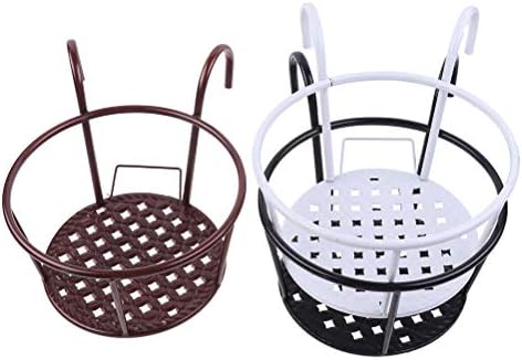 Hanging Railing Planters Baskets Art Hanging Flower Stands Balcony Flower Pot Holders Plant Iron Racks Fence Metal Potted Stand Mounted Balcony Round Plant Basket Shelf Container Box,Garden Steel Pots - Image 4