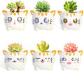 6 Pcs Cartoon Animal Succulent Pots with Drainage - Cute Ceramic Mini Cat Planters for Small Plants, Cactus, Air Plants - Decorative Animal Flower Pots for Indoor Desk, Home Decor by celamos