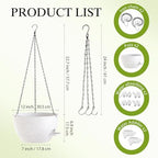 12 Inch Hanging Baskets 2 PC with Chains, Self-Watering Hanging Planters for Indoor Outdoor Plants, Plastic Hanging Flower Pots,Speckled White - Image 2