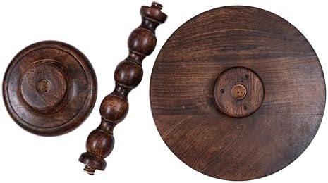 Side Tables Round – Small Drink Table for Small Spaces, Modern Accent Nightstand with Hand-Carved Top & Solid Wood Tables for Living Room, Bedroom, Office – Scorch Burnt Finish_18x22 Scorch Burnt - Image 4