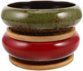 TOYANDONA Xmas 2pcs Vintage Ceramic Planter Pot with Tray, Round Shallow by TOYANDONA