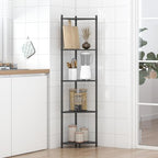 Wisuce Black Tall Corner Shelf Stand, 5-Tier Bamboo Corner Bookshelf - Image 5