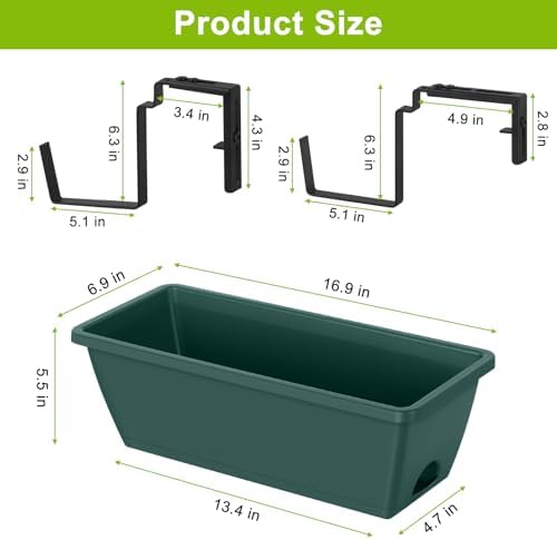 ETELI 6 Pack Deck Railing Planter Boxes Metal Hanging Window Boxes Planters - Image 2