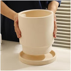 Flower pots Creative Round White Clay Plant Outdoor Indoor(15.1cm) - Image 3