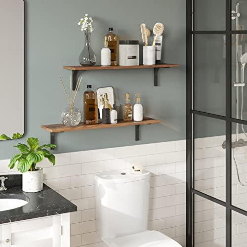 DINZI LVJ Long Wall Shelves, 31.5Inch Wooden Wall Mounted Shelves, Set of 4 - Image 4