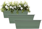Bloem Dura Cotta 18" Plastic Window Box Planter with Saucer, Basil, 3-Pack by Bloem