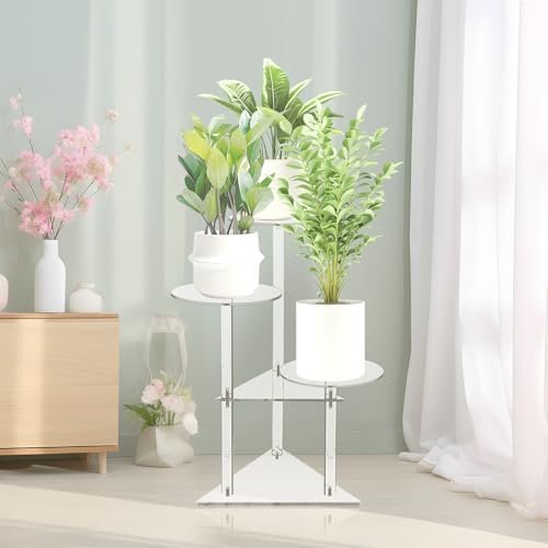 Jusalpha Clear Acrylic Corner Plant Stand, 3-Tier, Indoor Display Shelf for Plants and Flowers, 11 Pounds Load Capacity - Image 4