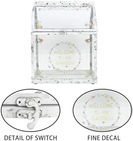 Large House Shape Glass Terrarium with Acrylic Lid, White Geometric Greenhouse - Style Planter for Ferns, Succulents, Air Plants, Handmade Indoor Tabletop Decor (Terrarium Only) - Image 6