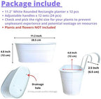 LaLaGreen Outdoor Rail Planter (11.2 in, 12 Pack) White Metal Hanging Pots - Image 2