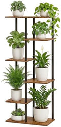 Corner Tall Plant Stand Indoor 6 Tier 8 Potted, Rustic Brown by GreenLivingSpaces
