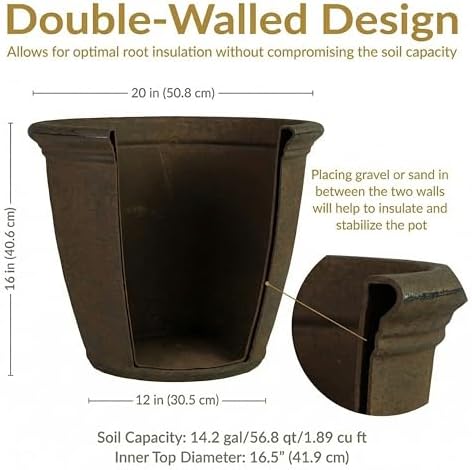 Sunnydaze Anjelica 20'' Large Plastic Planter Pot for Plants, Rust, 2pk - Image 6