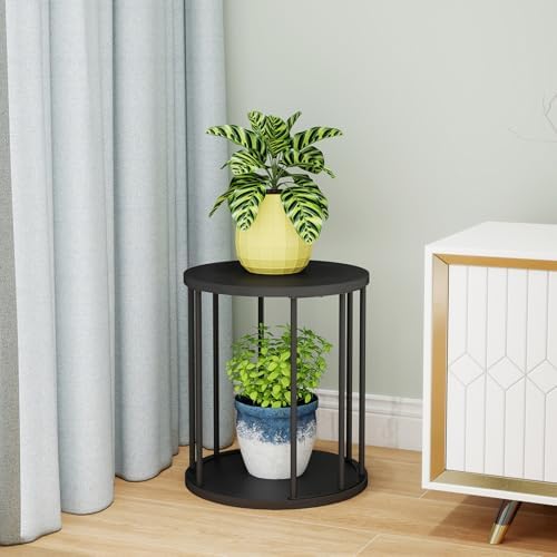 Plant Stand Indoor,small plant stool,Flower Pot Corner stand holder,Mid Century Heavy Duty Metal Tall Home Decor,Modern Round End Table,Small Rustic Display Stand for Living Room,Bedroom(Black,3 Packs) - Image 7