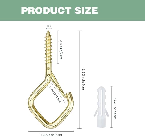 2.36IN Ceiling Screw Hooks for Hanging Plants, Safety Buckle,110 Pcs - Image 2