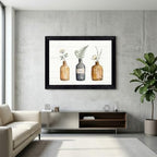 Framed Canvas Wall Art Vintage Apothecary Bottles Wildflowers Amber Sage and Charcoal Canvas Print Poster Black Frame Wall Decor for Kitchen Bathroom Minimalist Art, Nature Print - Inch 24x36 - Image 7