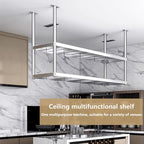 Ceiling Mount Shelf, Stainless Steel Storage Rack Hanging Floating Shelves, Ceiling Display Stand for Restaurant Kitchen Bar Shelf - Easy to Install (Size : 70x35x80cm) - Image 5