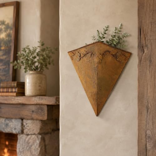 LOGOFUN Rustic Rust Metal Wall Planter Cone Shaped Hanging Flower Pot - Image 7