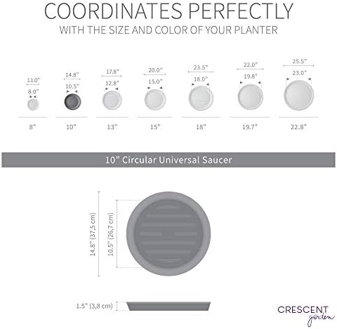 Crescent Garden Universal Round Planter Saucer, Durable Drainage Dish for Plant Pots, Heavy-Duty Plant Dishes Saucer, Indoor & Outdoor Plant Trays - Slate (11 inch Inner, 15 inch Outer Diameter) - Image 3
